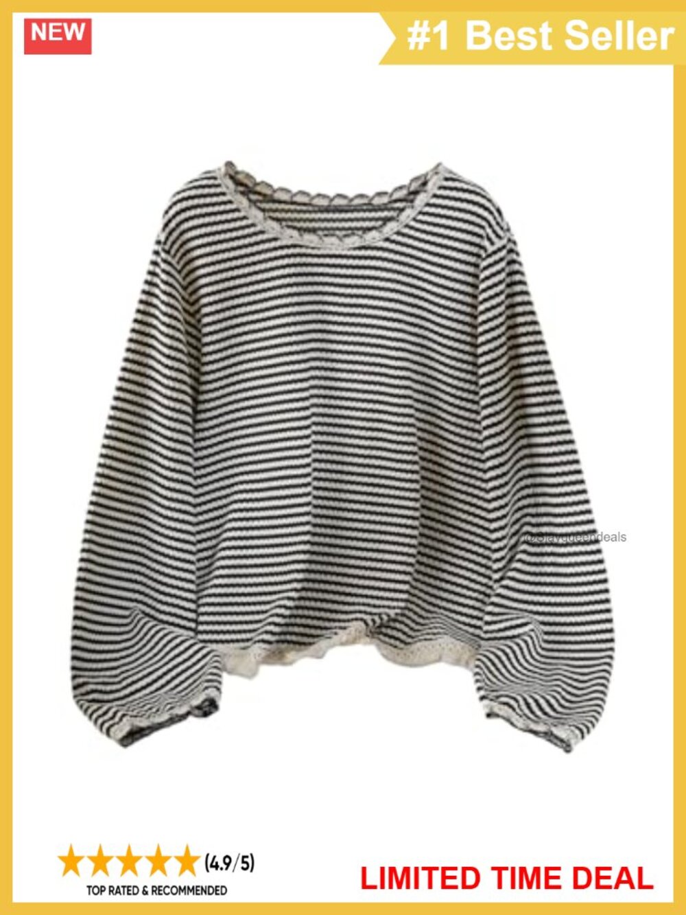 Plus Size Striped Long Sleeve T-Shirt Tassel Hem Round Neck Knitted Top